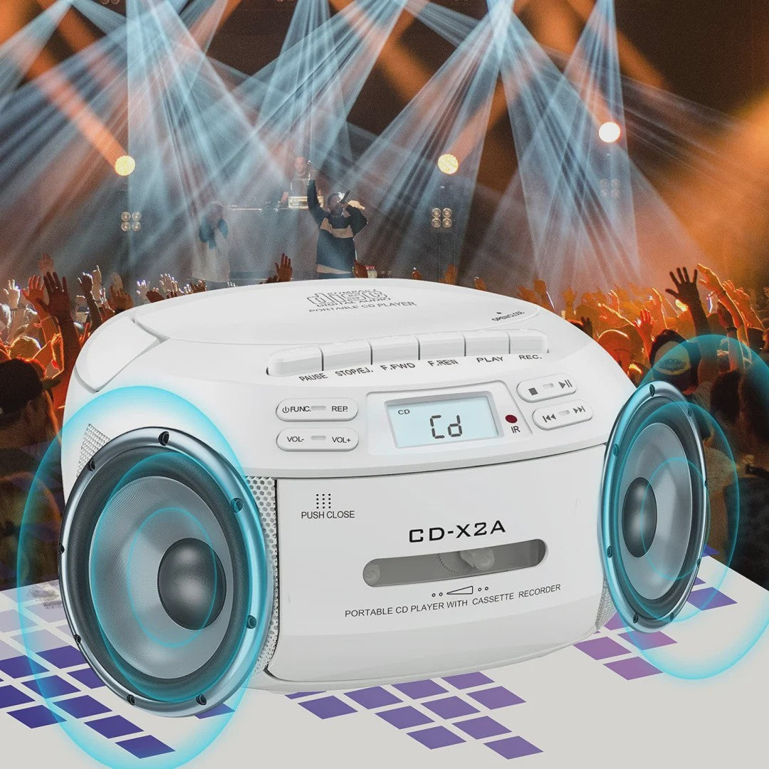 Draagbare CD-speler met Bluetooth, Cassetterecorder & USB - Stereo voor Thuis & Onderweg