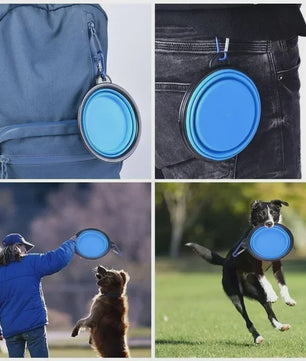 Opvouwbare Hondensnoepbak 350ML - Draagbare Siliconen Reisbak voor Honden en Katten met Karabijnhaak