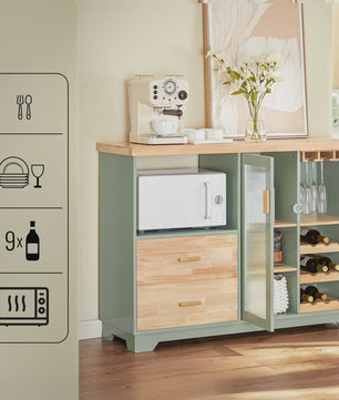 Buffetkast met Glazen Deuren en Lades - Stijlvolle Keuken-, Hal- of Sideboardkast