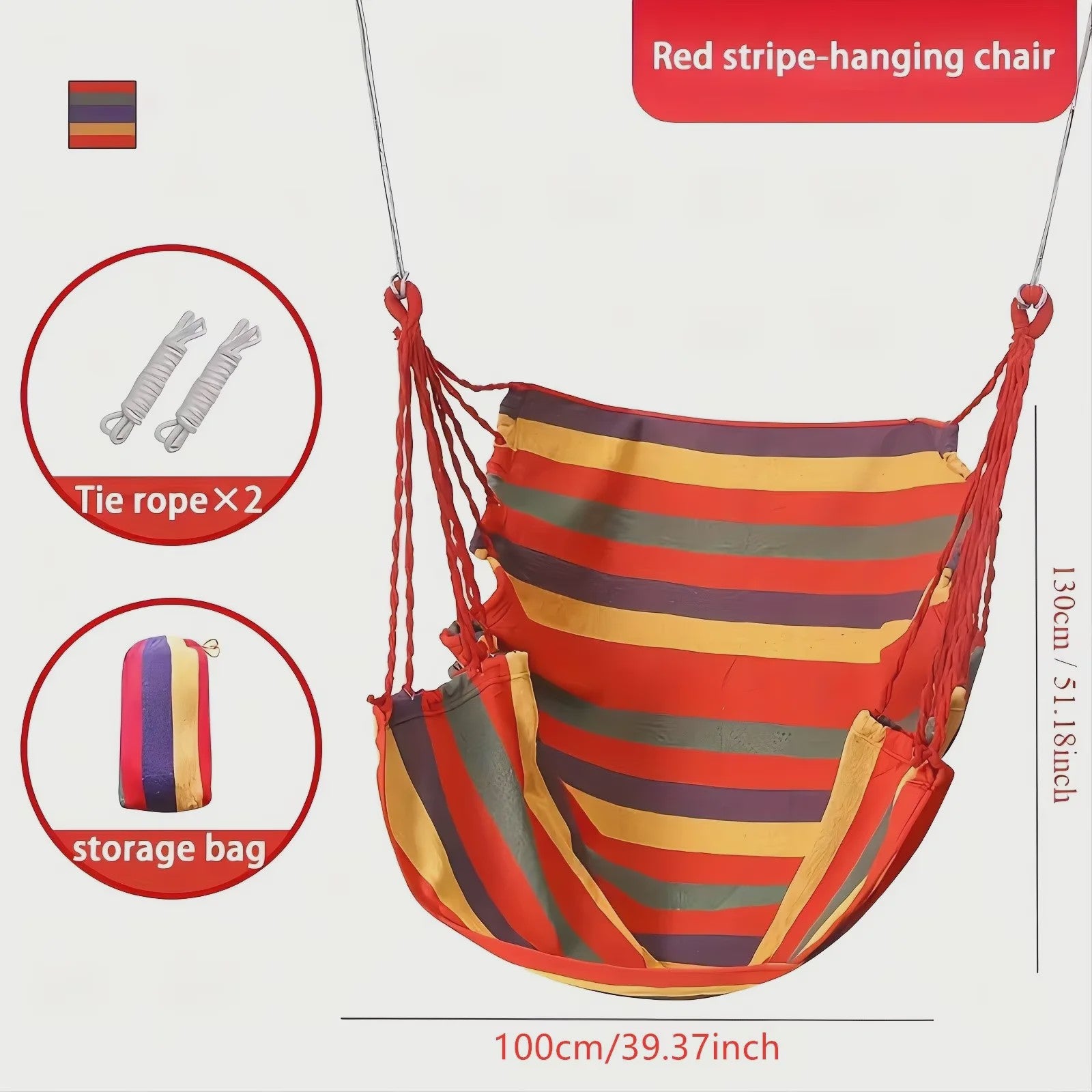 Gestreepte Canvas Hangmat Stoel - Draagbaar en Comfortabel voor Buiten
