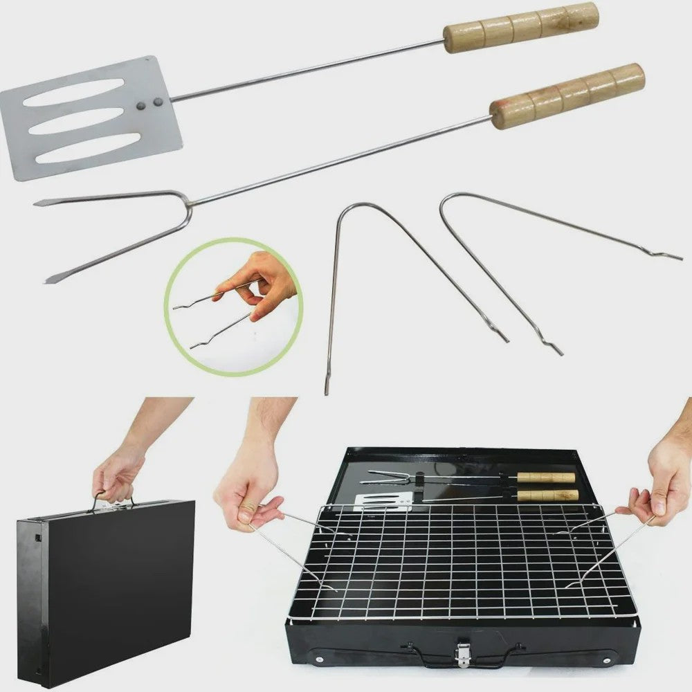 Draagbare Opvouwbare Mini BBQ Grill - Compact en Ideaal voor Buiten