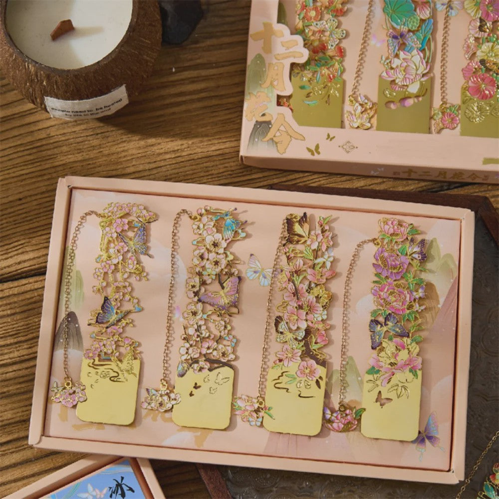 Luxe Metalen Bladwijzers - Retro Chinese Stijl met Bloemen & Vlinders
