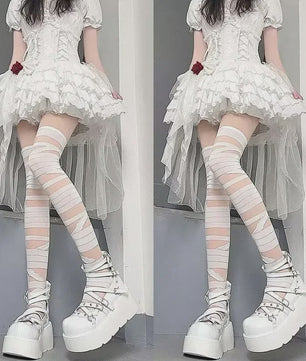 Dames Kniekousen met Bandage en Streep - Y2K, Lolita & Sexy Stijl