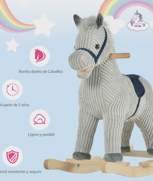 Homcom Children's Rocking Horse for Children +3 Years with Sound 73X35X64Cm Gray