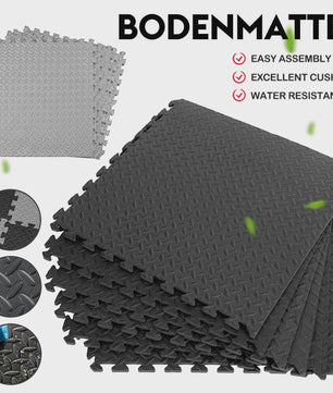 12-delige Puzzel Fitnessmatten Set - Antislip EVA Interlocking Vloertegels voor Thuisgym, Yoga & Sport