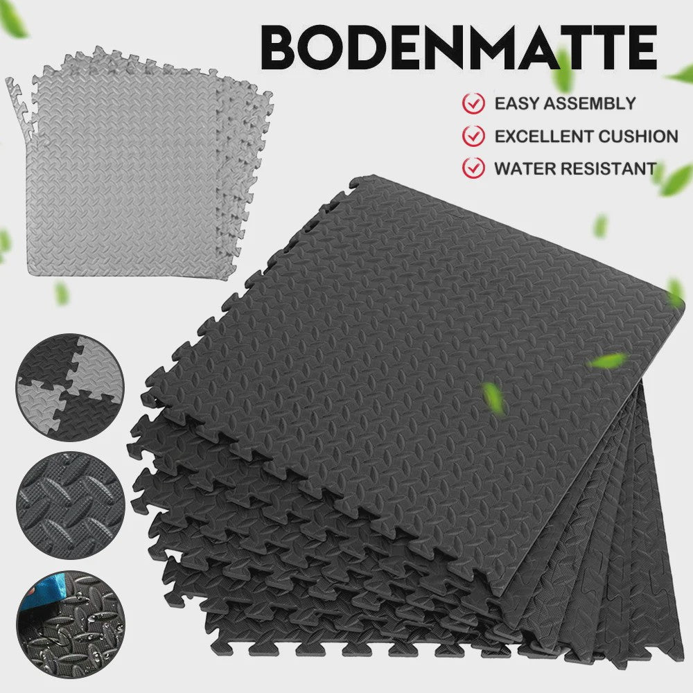 12-delige Puzzel Fitnessmatten Set - Antislip EVA Interlocking Vloertegels voor Thuisgym, Yoga & Sport