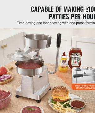 Professionele Burger Patty Maker - 6 Inch Roestvrij Staal - Horeca Kwaliteit
