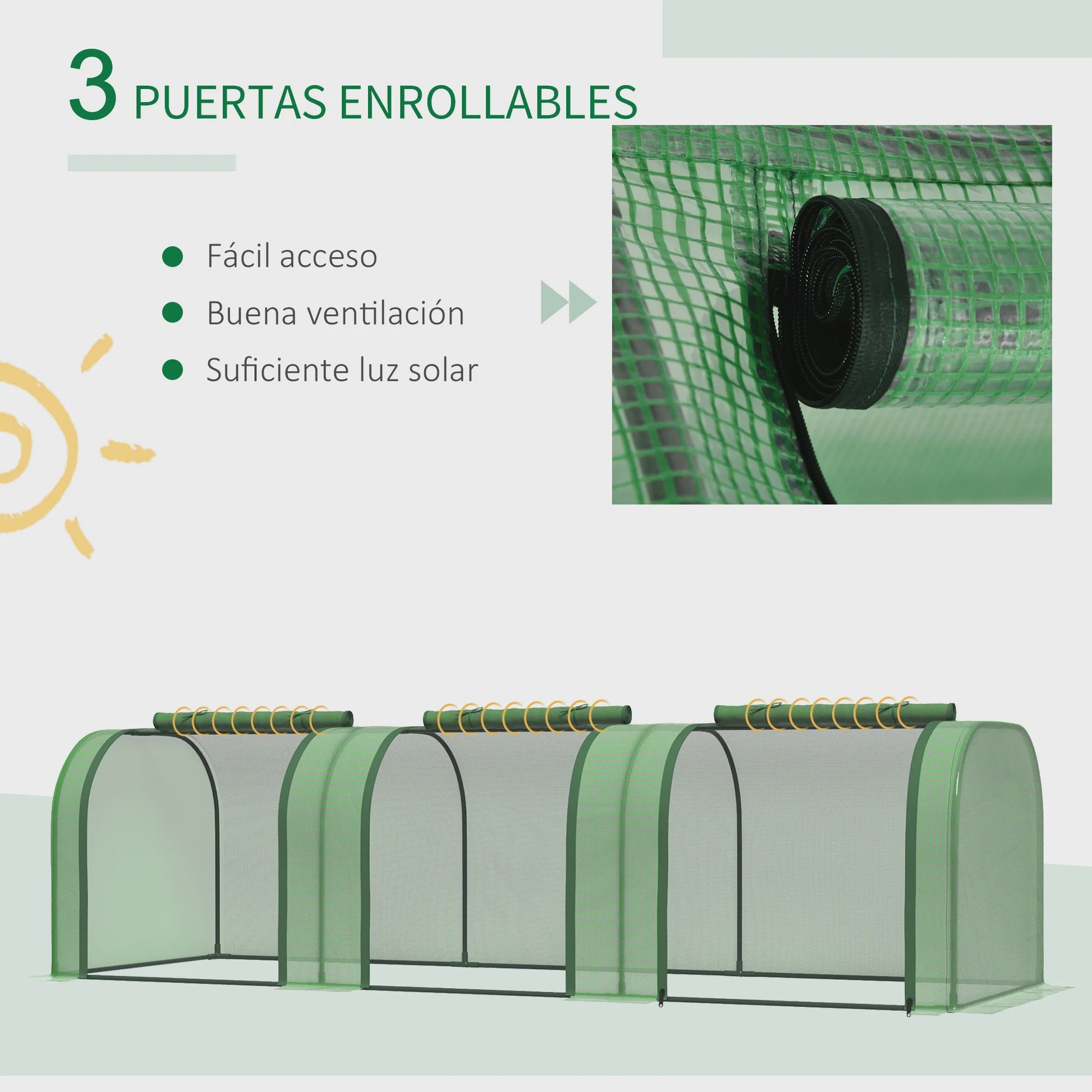 Outsunny Mini Kweekkas voor Tuinplanten - 295x100x80 cm - Groen