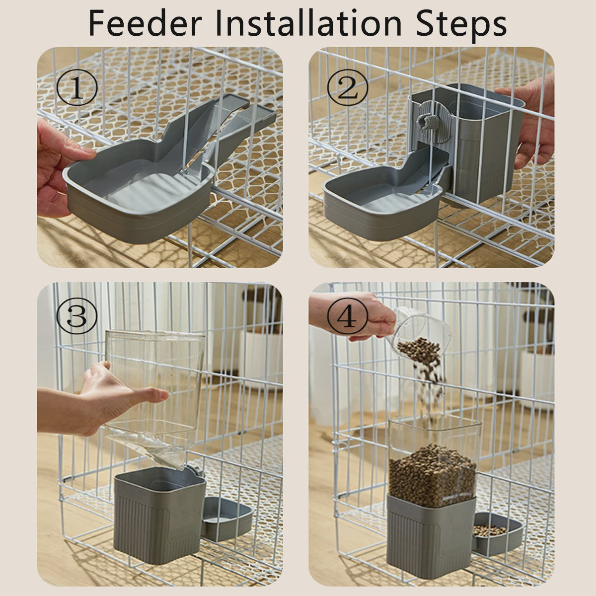 Automatische Dierenvoeder en Waterdispenser voor Kooi - Ideaal voor Hond, Kat, Konijn