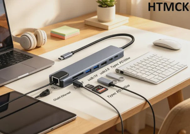8-in-1 USB-C Hub: 4K HDMI, RJ45, SD/TF Kaartlezer & PD Snellaad Adapter