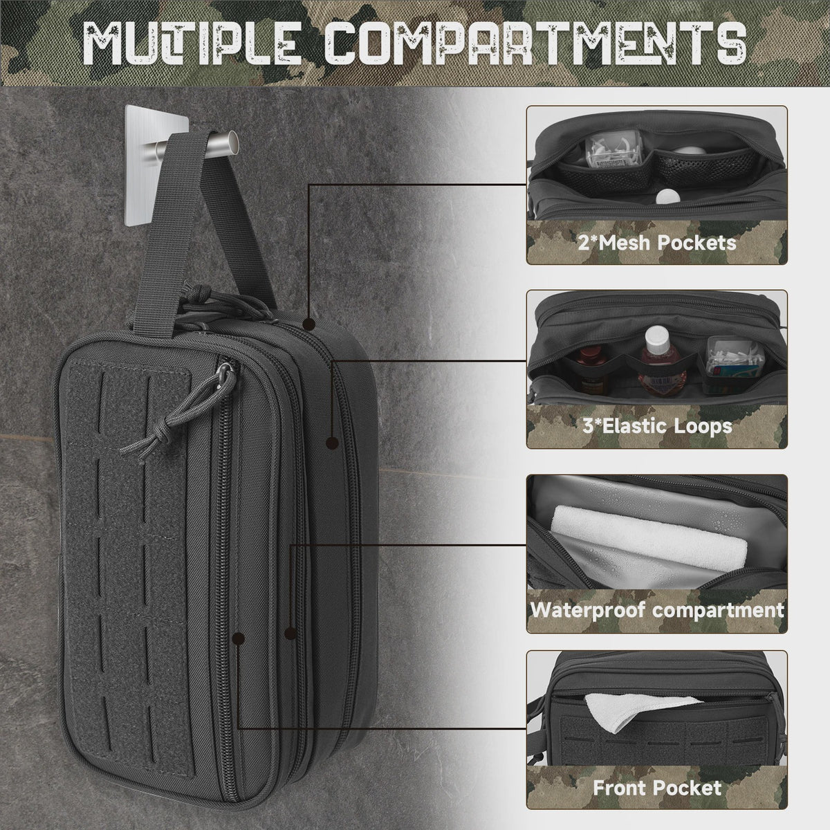 Tactische Toilet Tassen Organizer Heren - Waterafstotend & MOLLE Compatibel