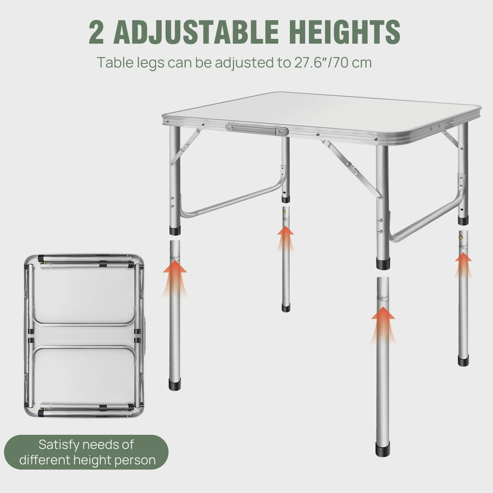 Lichtgewicht Aluminium Campingtafel - Opvouwbaar, Draagbaar & Verstelbaar in Hoogte