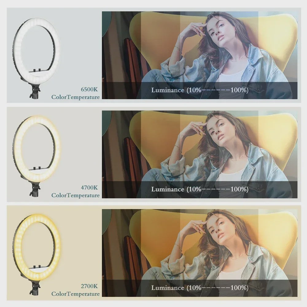 18 Inch Ring Light LED Lamp met Verstelbaar Statief & Telefoonhouder voor YouTube, Foto & Studio