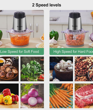 BioloMix 1.8L Glazen Foodprocessor & Gehaktmolen - Krachtig, Dubbele Snelheid