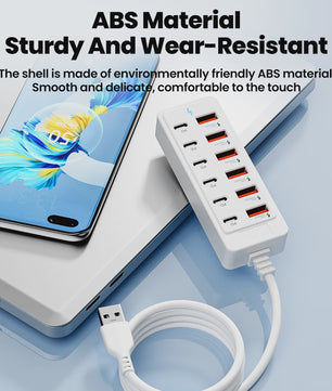 12-in-1 USB Laadstation met 6x USB-C PD en 6x USB-A | Snellader voor Desktop & Wand