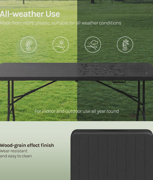 Opvouwbare Tuintafel voor 8 Personen - Draagbaar, Weerbestendig & Inclusief Draagtas