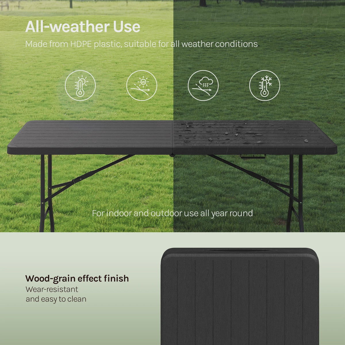 Opvouwbare Tuintafel voor 8 Personen - Draagbaar, Weerbestendig & Inclusief Draagtas