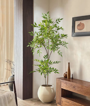 Kunstplant Nandina met Bamboe Bladeren - 75-140cm Hoog
