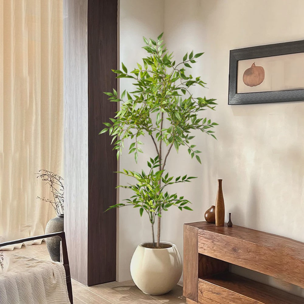 Kunstplant Nandina met Bamboe Bladeren - 75-140cm Hoog