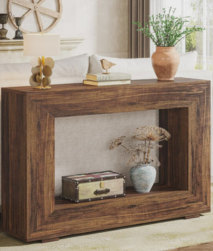 47 Inch Console Tafel met Opbergruimte - Landelijke en Industriële Stijl voor Hal en Woonkamer