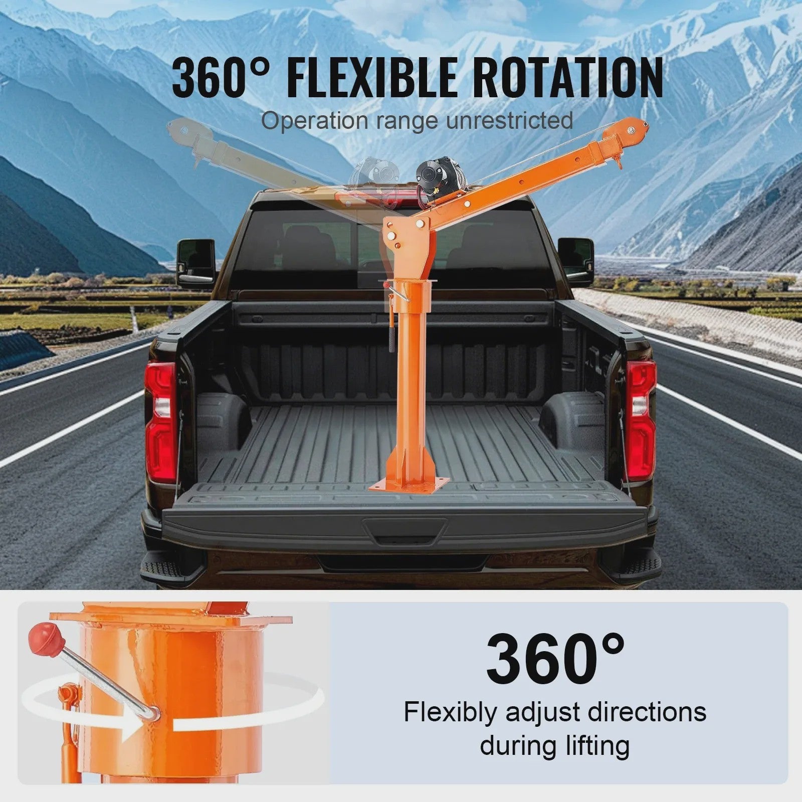 Krachtige 1100 LBS (499 kg) Elektrische Jib Kraan met 360° Draaibaarheid voor Vrachtwagen en Werkvoertuigen