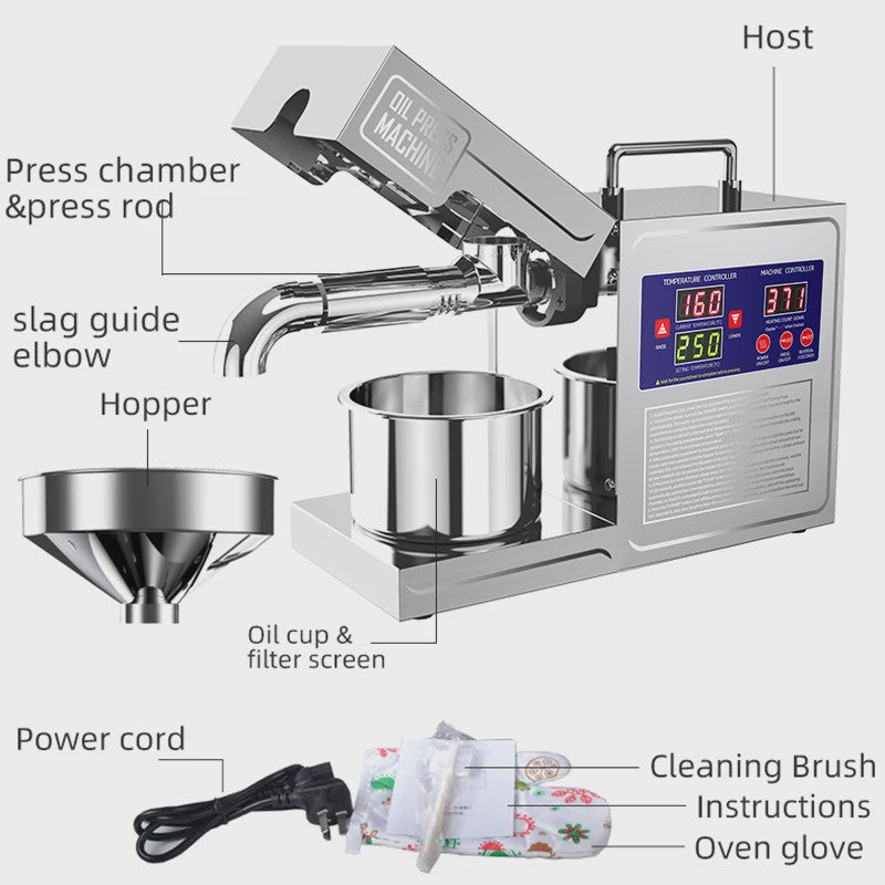 Automatische Oliepers Machine - Koud & Warm Persen voor Huishoudelijk Gebruik
