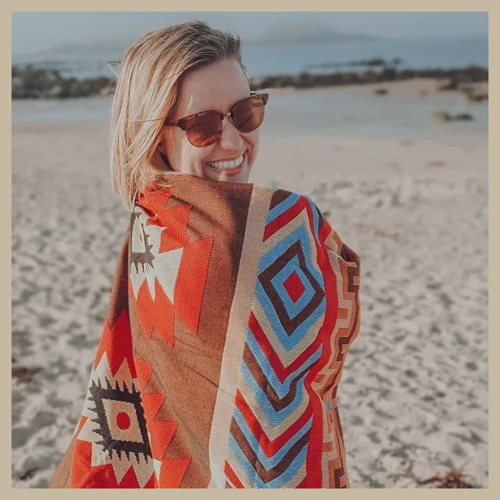 Veelzijdige Bohemian Deken in Westerse Stijl - Perfect voor Buiten, Camping, Picknick & Sofa
