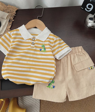 Zomerse Jongens Set: Gestreept Poloshirt & Short - Katoen