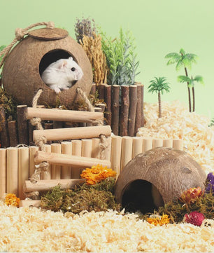 Natuurlijk Kokosnoot Hamsterhuis - Veilige & Bite-resistant Schuilplaats en Speelgoed voor Kleine Huisdieren