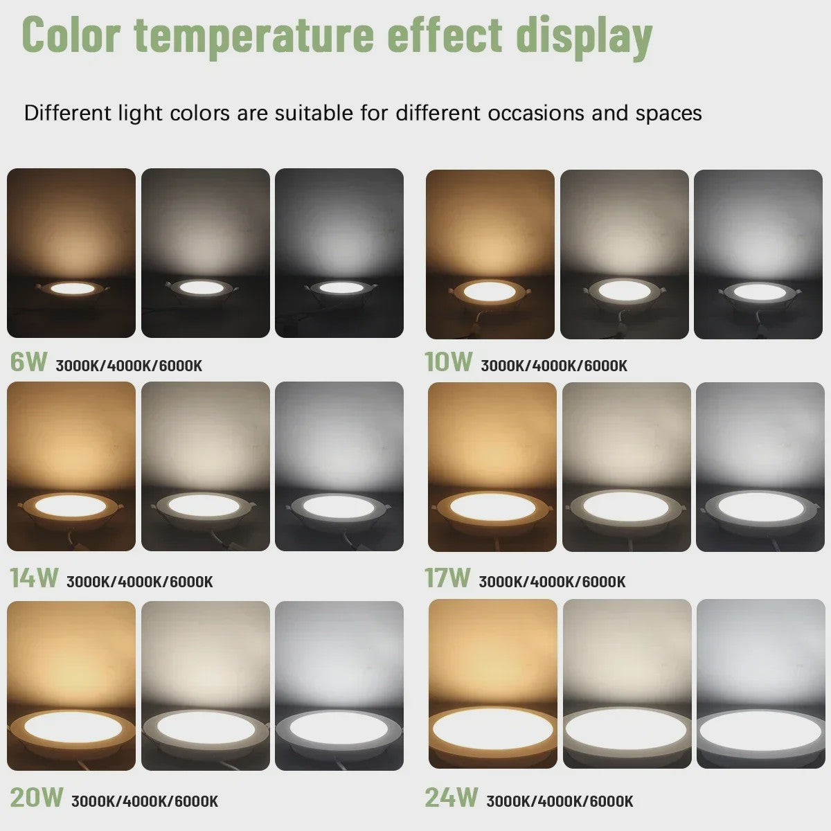 8-Pack LED Inbouwspots Rond - 3 t/m 8 Inch - 3 Kleuren Licht (3000K/4000K/6000K) - Energiezuinig