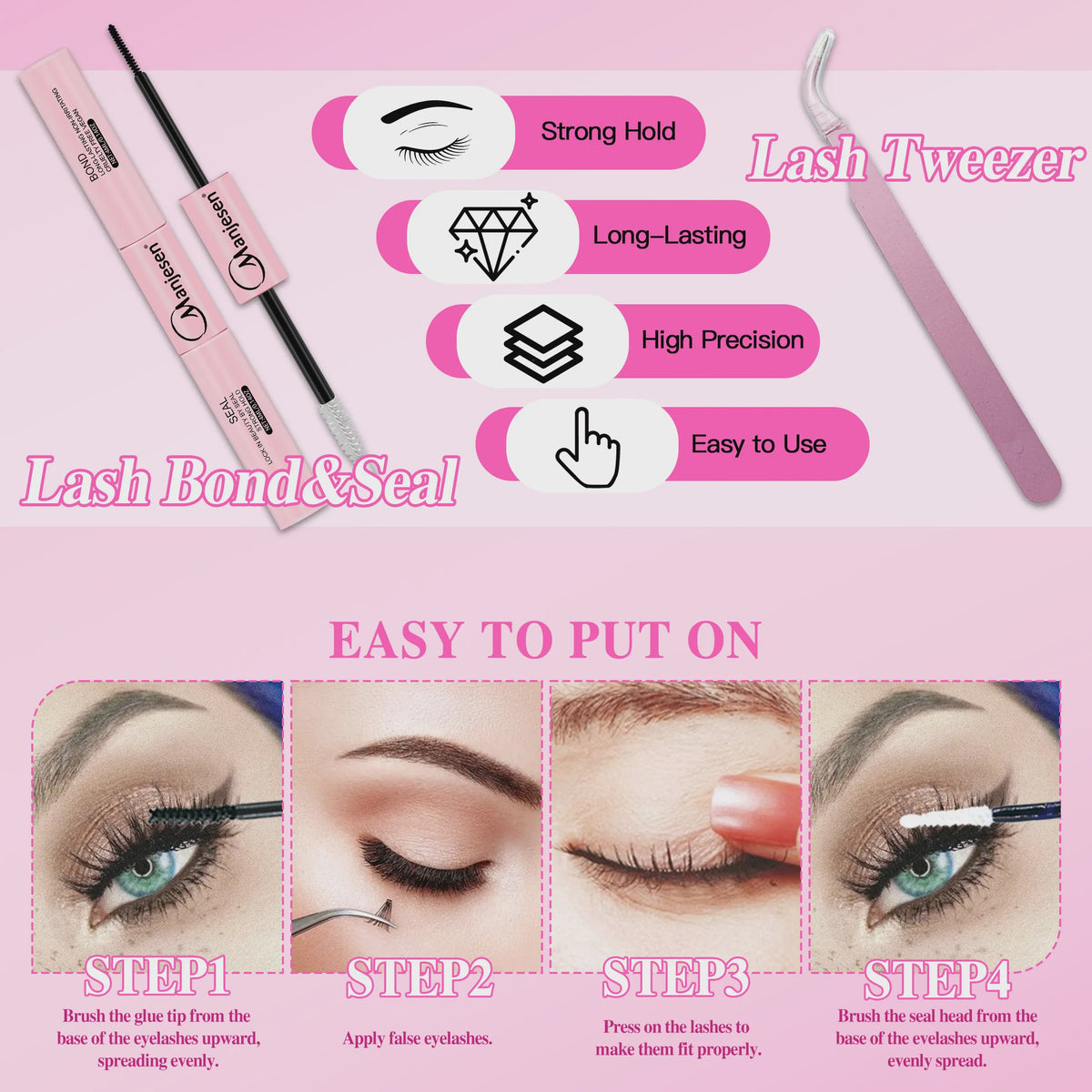 DIY Wimperextensie Kit: Clusters, Bond, Seal & Tweezer voor Professionele Look