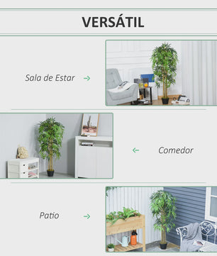 Outsunny Artificial bamboo with flower pot plant leaves realistic decorative