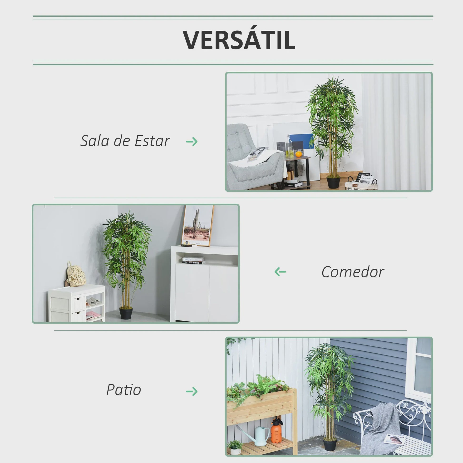 Outsunny Artificial bamboo with flower pot plant leaves realistic decorative