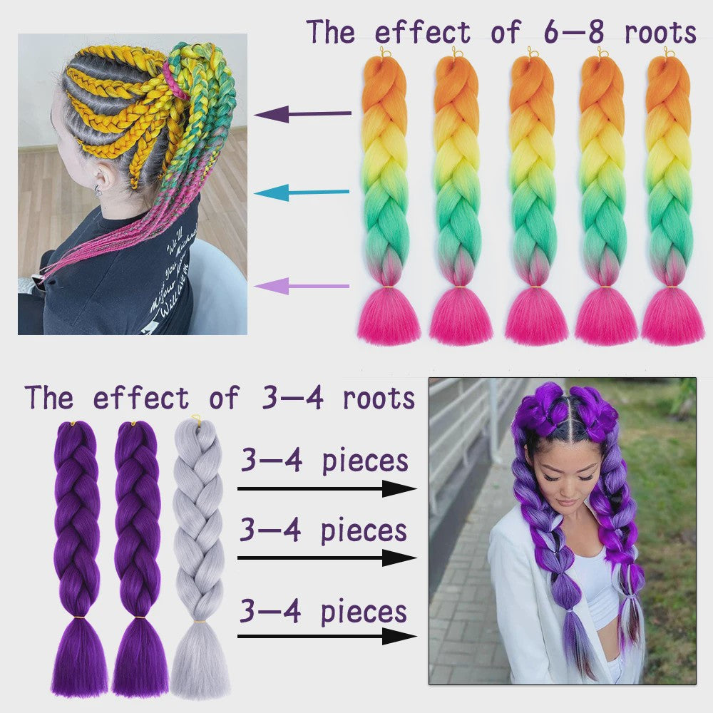 24 Inch Jumbo Braids Haarverlenging - Synthetisch Vlechtkapsel met Ombre Kleuren