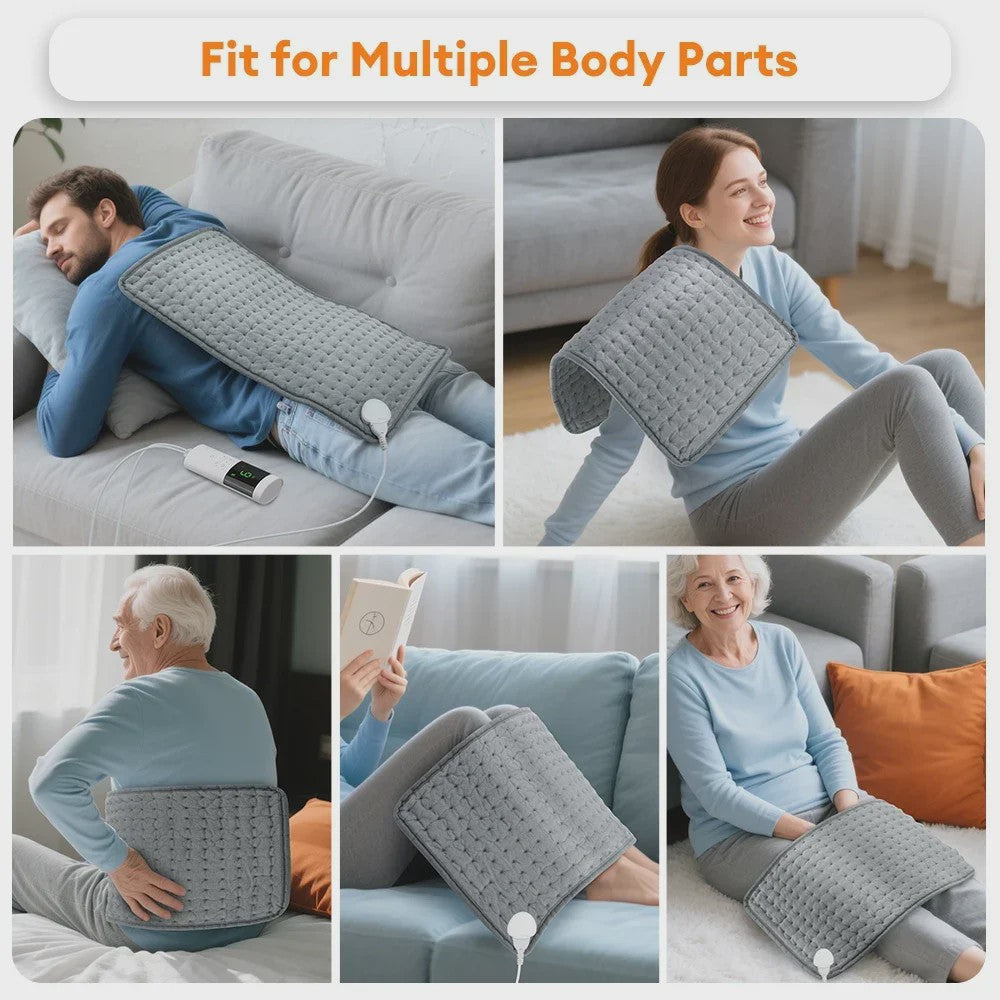 Elektrische Verwarmingsdeken 30x60cm - Verstelbare Warmte & Timer voor Rug, Nek, Schouder - Wasbaar & Comfortabel