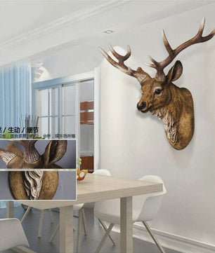 Decoratieve Hertenkop Wanddecoratie - 17 Inch, Handgemaakt Hars Kunst