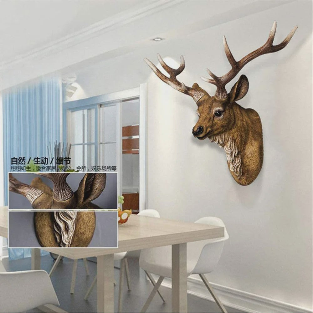 Decoratieve Hertenkop Wanddecoratie - 17 Inch, Handgemaakt Hars Kunst