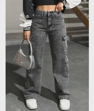 Y2K Cargo Jeans Dames - Hoge Taille, Stretch, Retro Stijl