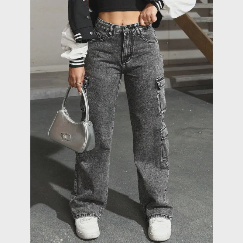 Y2K Cargo Jeans Dames - Hoge Taille, Stretch, Retro Stijl