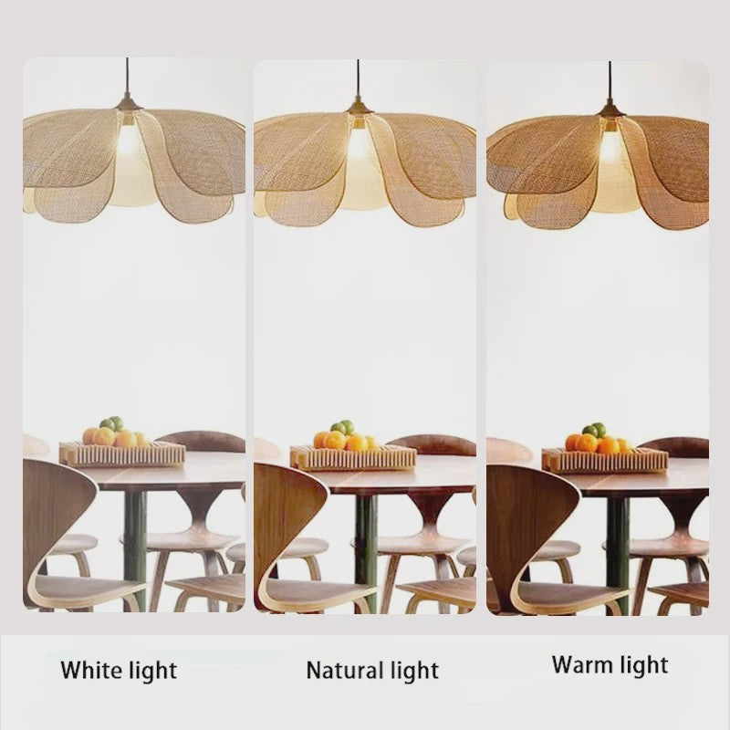 Retro Rotan Bloem Hanglamp - Sfeervolle Verlichting voor Woonkamer, Slaapkamer & Eetkamer