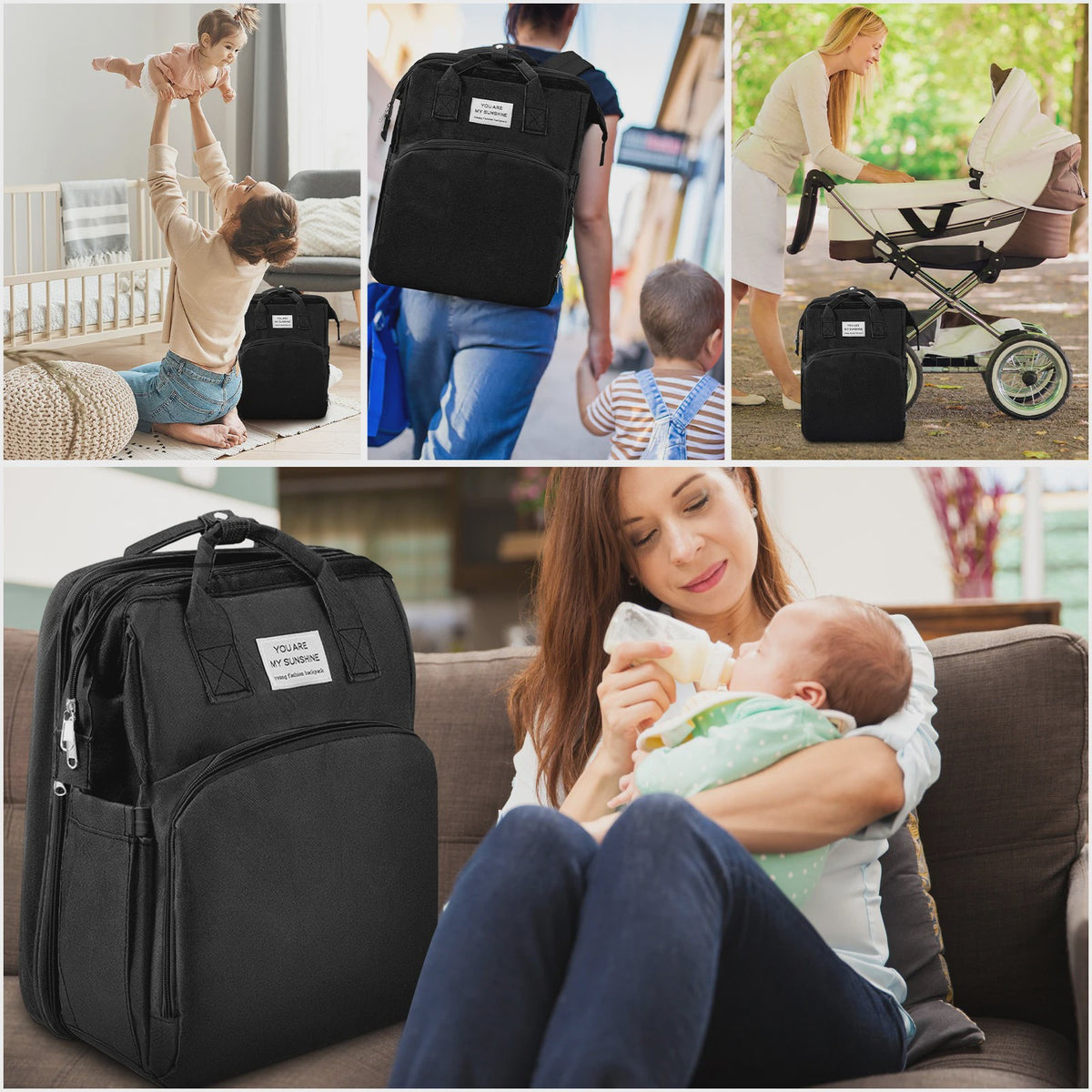 Multifunctionele Luiertas Rugzak met Babybedje - Grote Capaciteit & Waterdicht