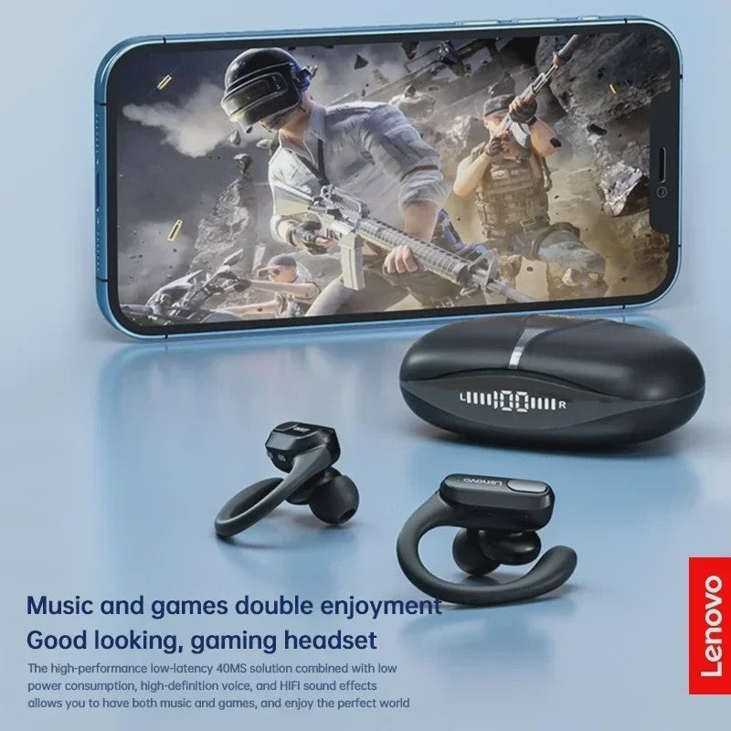 Lenovo XT80 Draadloze Oordopjes met Oorhaken - Bluetooth 5.4, Ruisonderdrukking, Waterdicht