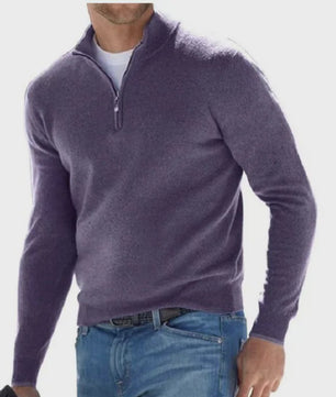 Heren Trui met Halve Rits en V-hals - Lichtgewicht Herfst/Winter Pullover