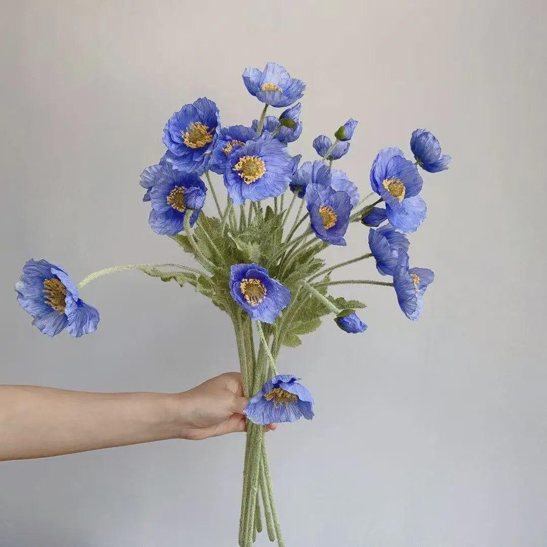 Zijden Papavers Kunstbloemen - Lange Stelen voor Decoratie