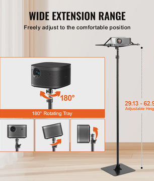 Verstelbare Projector Vloerstandaard met Tray - Ideaal voor Thuis, Kantoor & Studio