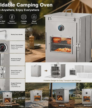 Opvouwbare Camping Oven - Roestvrij Staal - Draagbare Pizza & Brood Oven voor Buiten