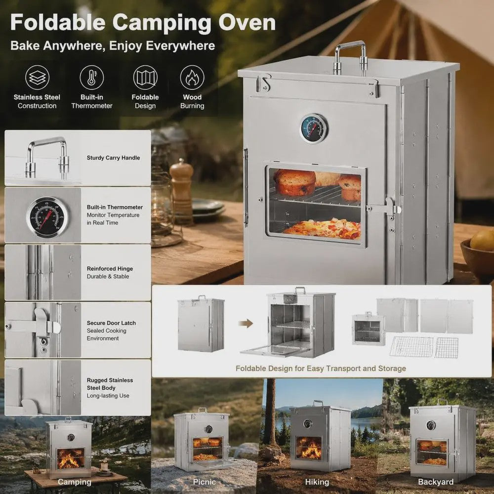 Opvouwbare Camping Oven - Roestvrij Staal - Draagbare Pizza & Brood Oven voor Buiten