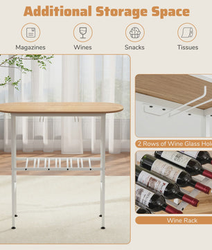 Compacte Bartafel Set met 2 Barkrukken, Wijnglashouders en Flessenrek - Ideaal voor Keuken of Eethoek