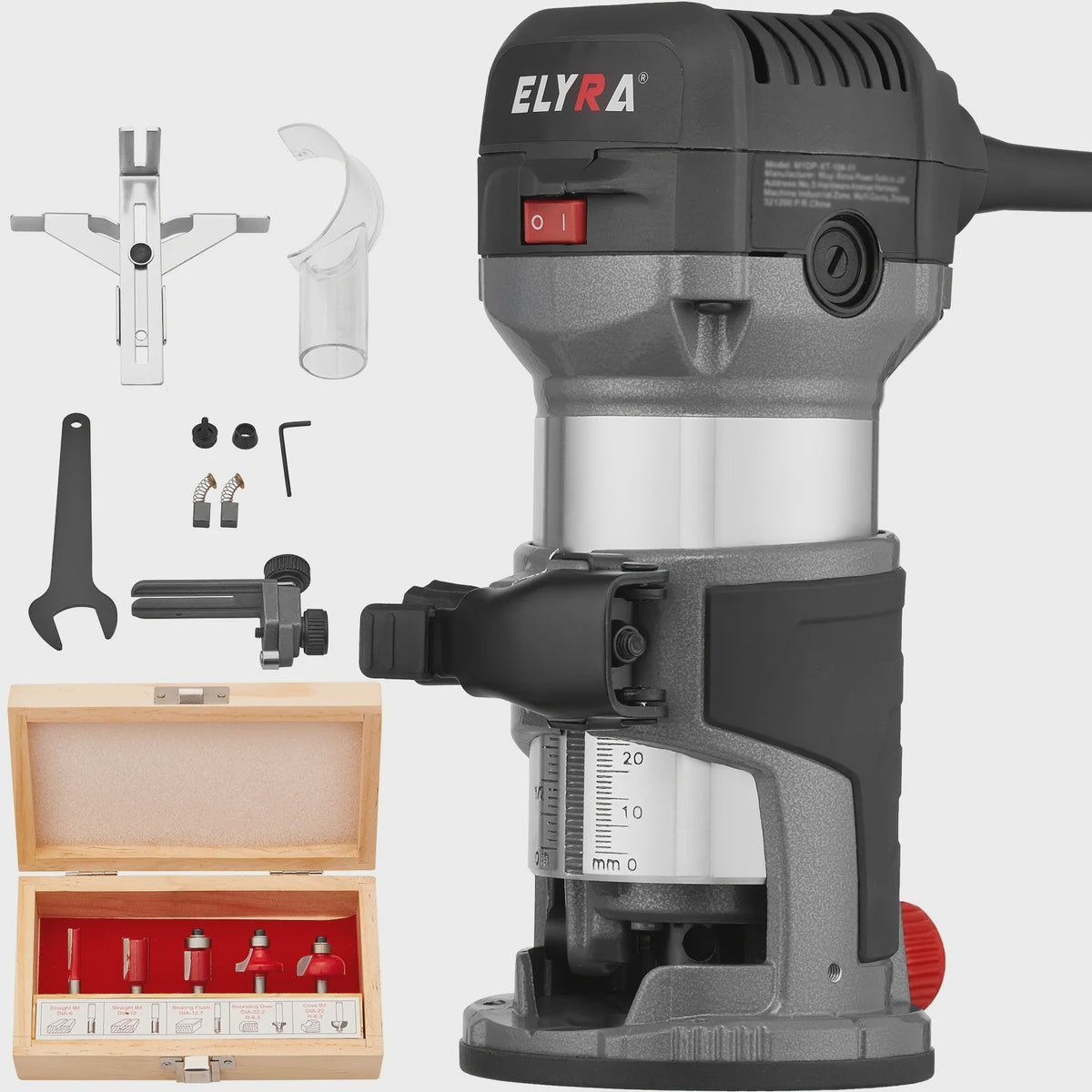 Elektrische Handfrees 710W - Variabele Snelheid & 5 Bitjes voor Houtbewerking