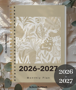 2026-2027 A5 Maandelijkse Planner Agenda met Botanische Kaft - 24 Maanden Organiser voor Werk & Studie